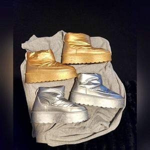 Charlotte Russe Gold And Silver Metallic Platform Boots size 10